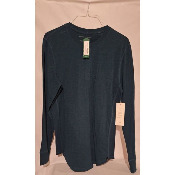 Threads 4 Thought Mens Leeroy Curved Hemline Henley Dark Green Size Medium NEW - Picture 1 of 5